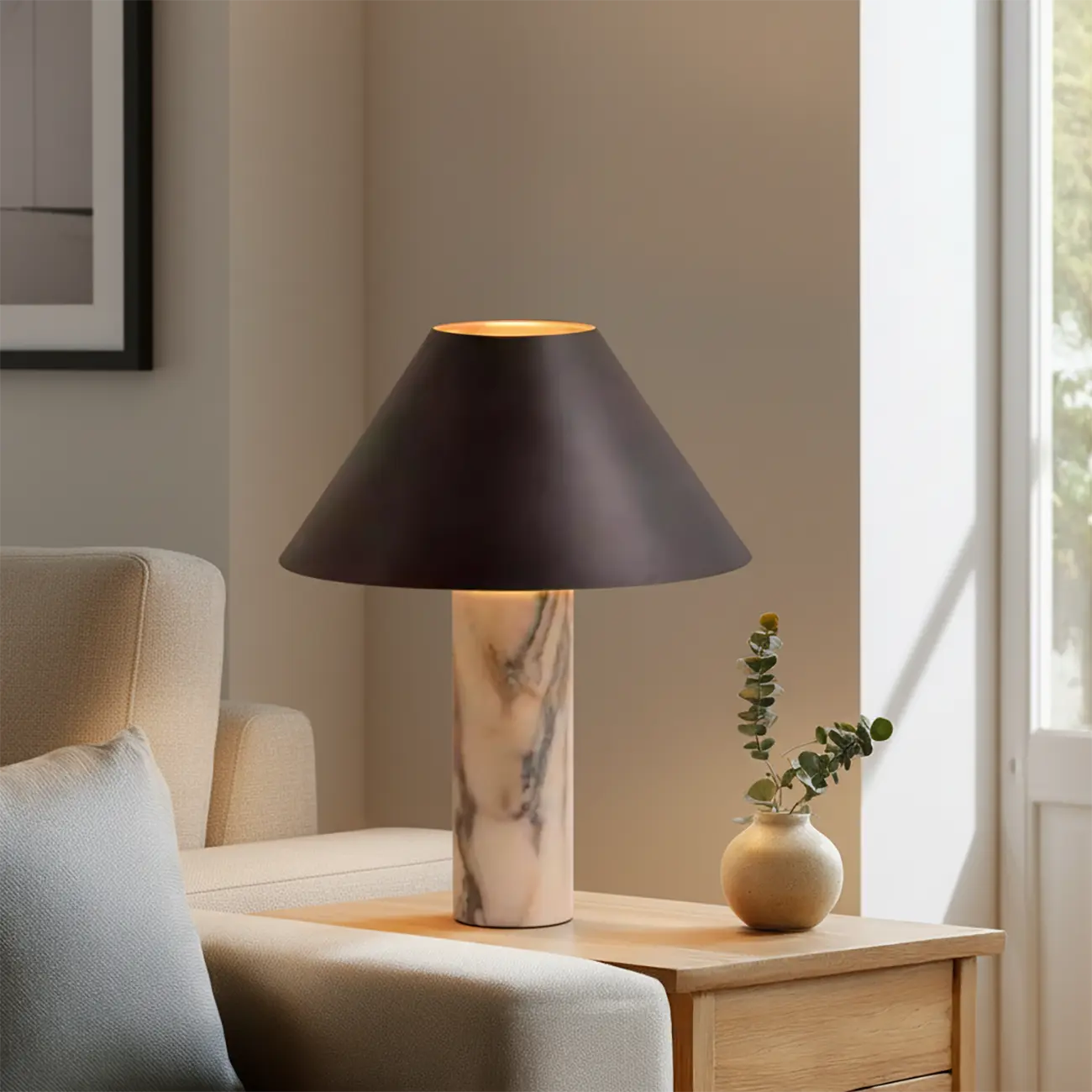 Modern Calacatta Marble LED Table Lamp For Bedroom Image - 1 | homeyfad