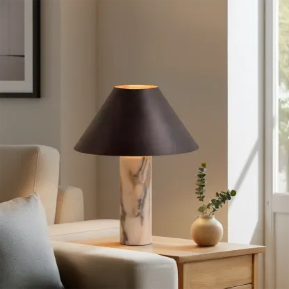 Modern Calacatta Marble LED Table Lamp For Bedroom Image - 1