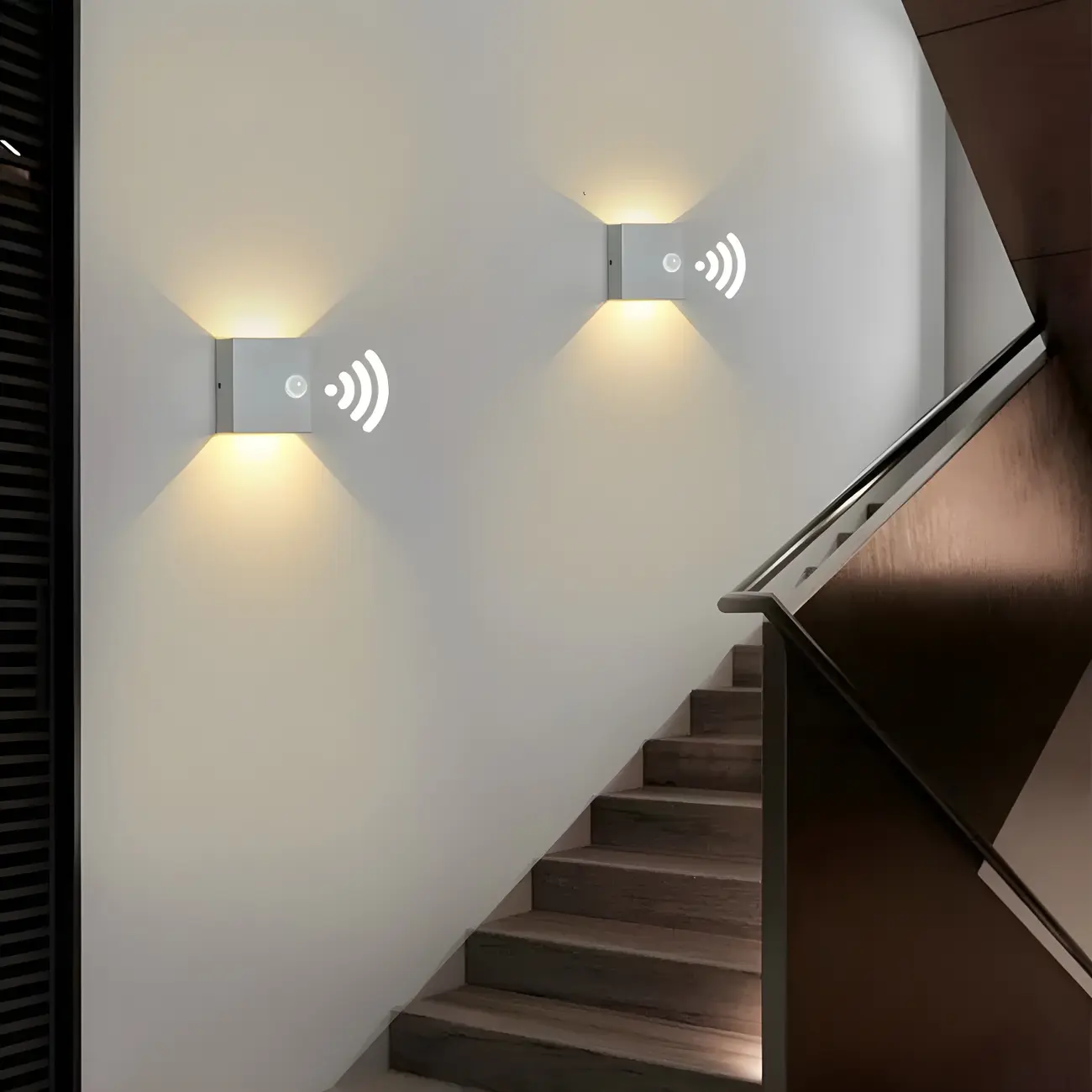 Square Modern Black Metal  LED Wall Sconce for Hallway 2-Light  Image - 1 | homeyfad