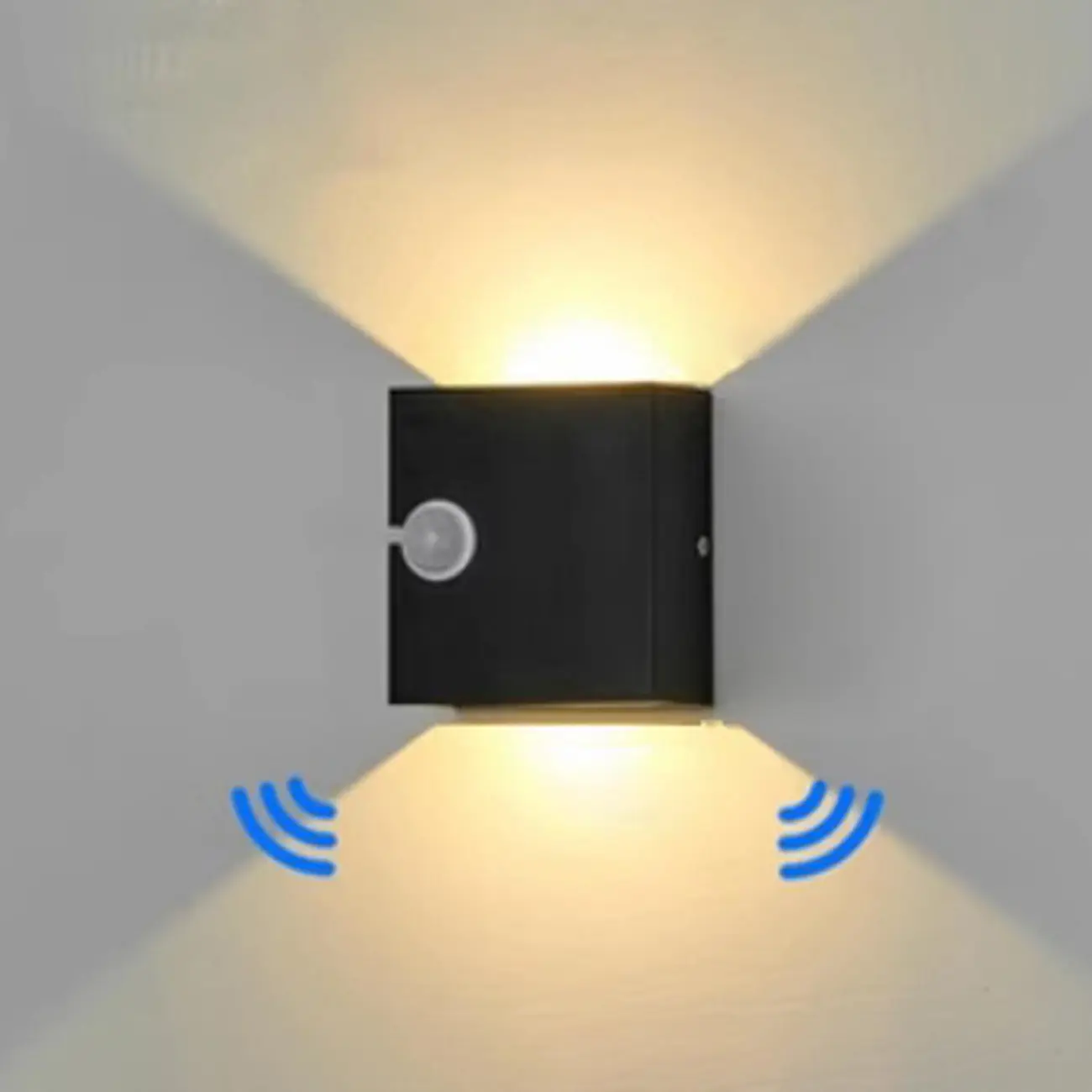 Square Modern Black Metal  LED Wall Sconce for Hallway 2-Light  Image - 2 | homeyfad