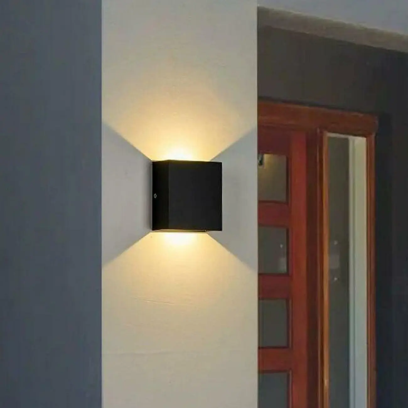 Square Modern Black Metal  LED Wall Sconce for Hallway 2-Light  Image - 4 | homeyfad