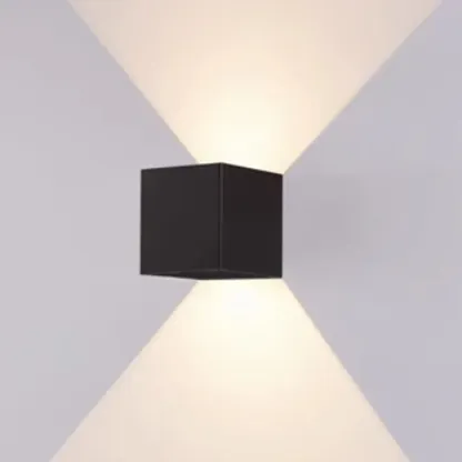 Square Modern Black Metal  LED Wall Sconce for Hallway 2-Light  Image - 5