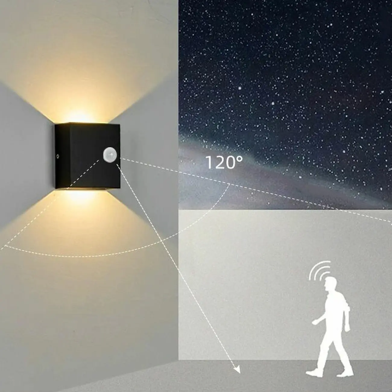 Square Modern Black Metal  LED Wall Sconce for Hallway 2-Light  Image - 8 | homeyfad