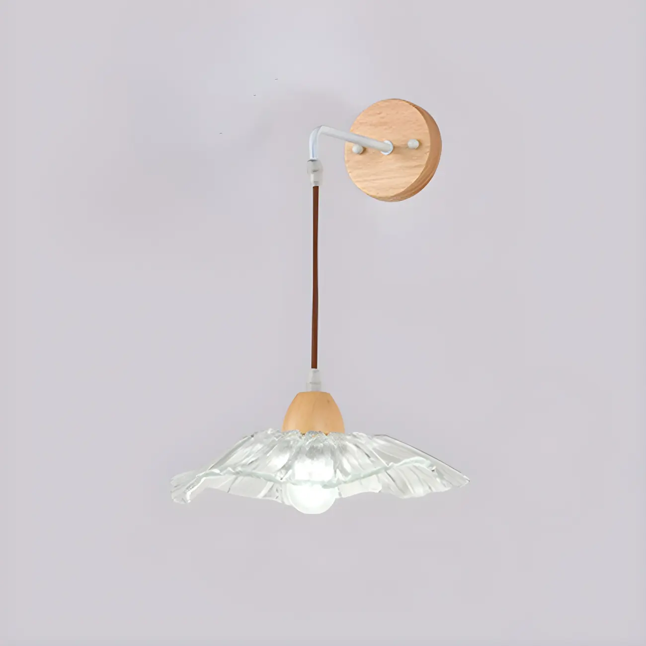 Modern Minimalist Wood Wall Light with Glass Shade Image - 3 | homeyfad