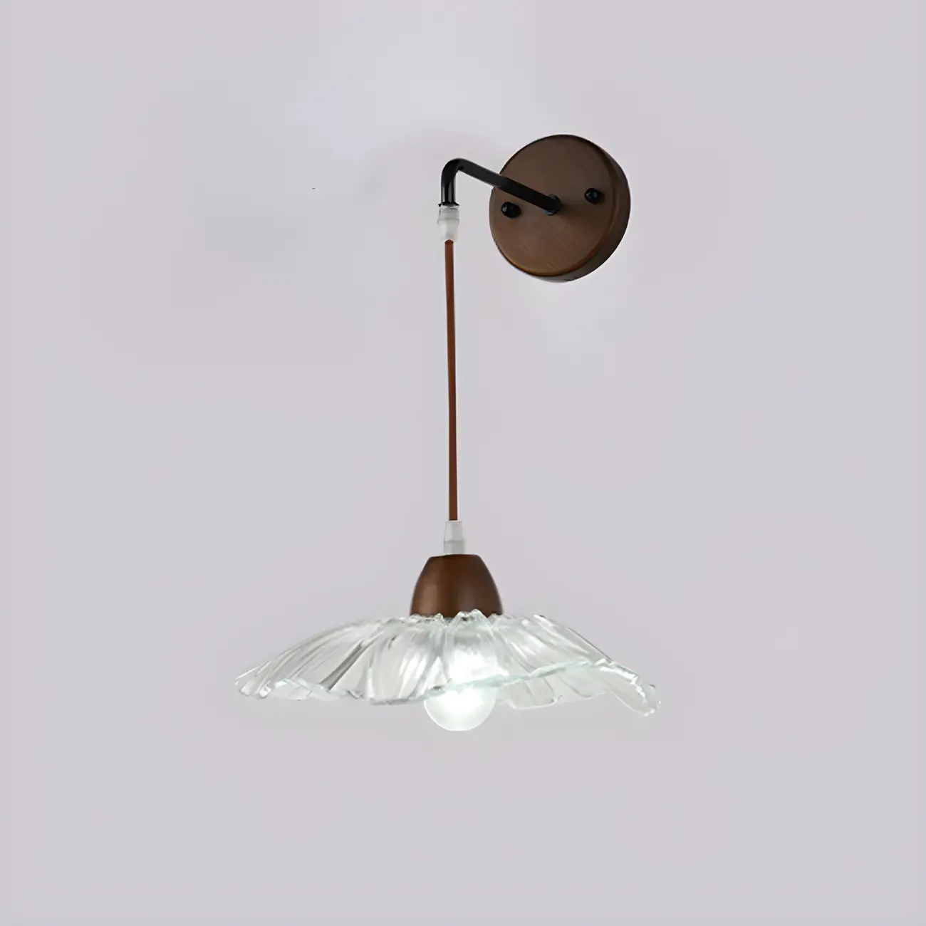 Modern Minimalist Wood Wall Light with Glass Shade Image - 4 | homeyfad