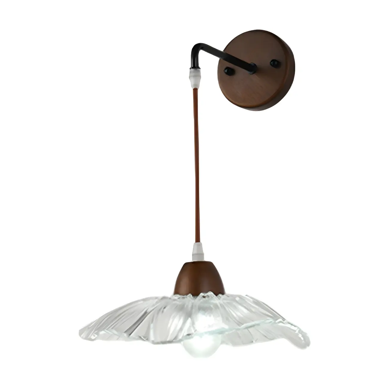 Modern Minimalist Wood Wall Light with Glass Shade Image - 7 | homeyfad