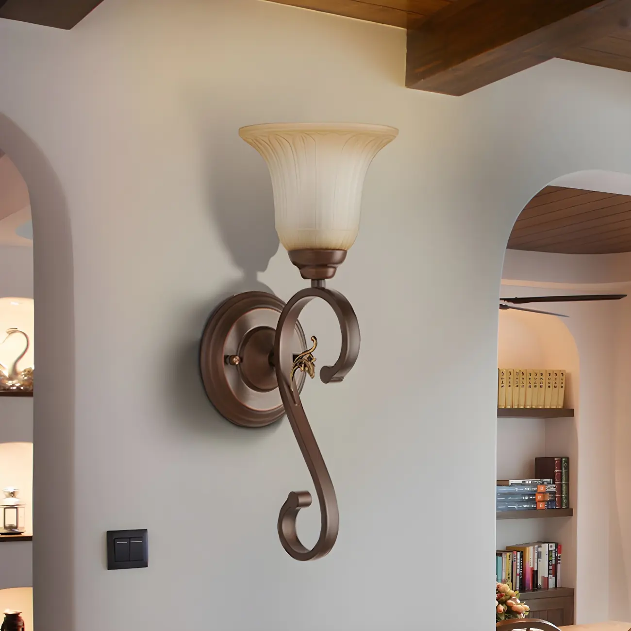 Modern Metal LED Wall Sconce Fixture with Glass Shade | homeyfad