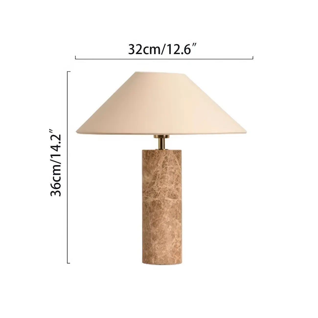 Elegant Beige Marble Base Table Lamp with Fabric Shade #size | homeyfad