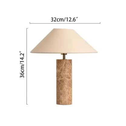 Elegant Beige Marble Base Table Lamp with Fabric Shade #size