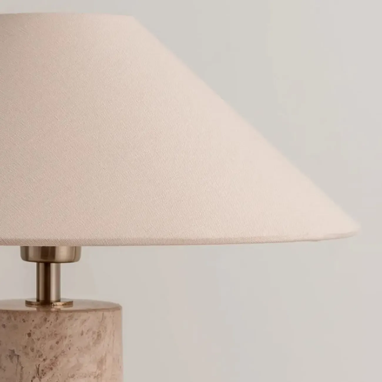 Elegant Beige Marble Base Table Lamp with Fabric Shade Image - 3
