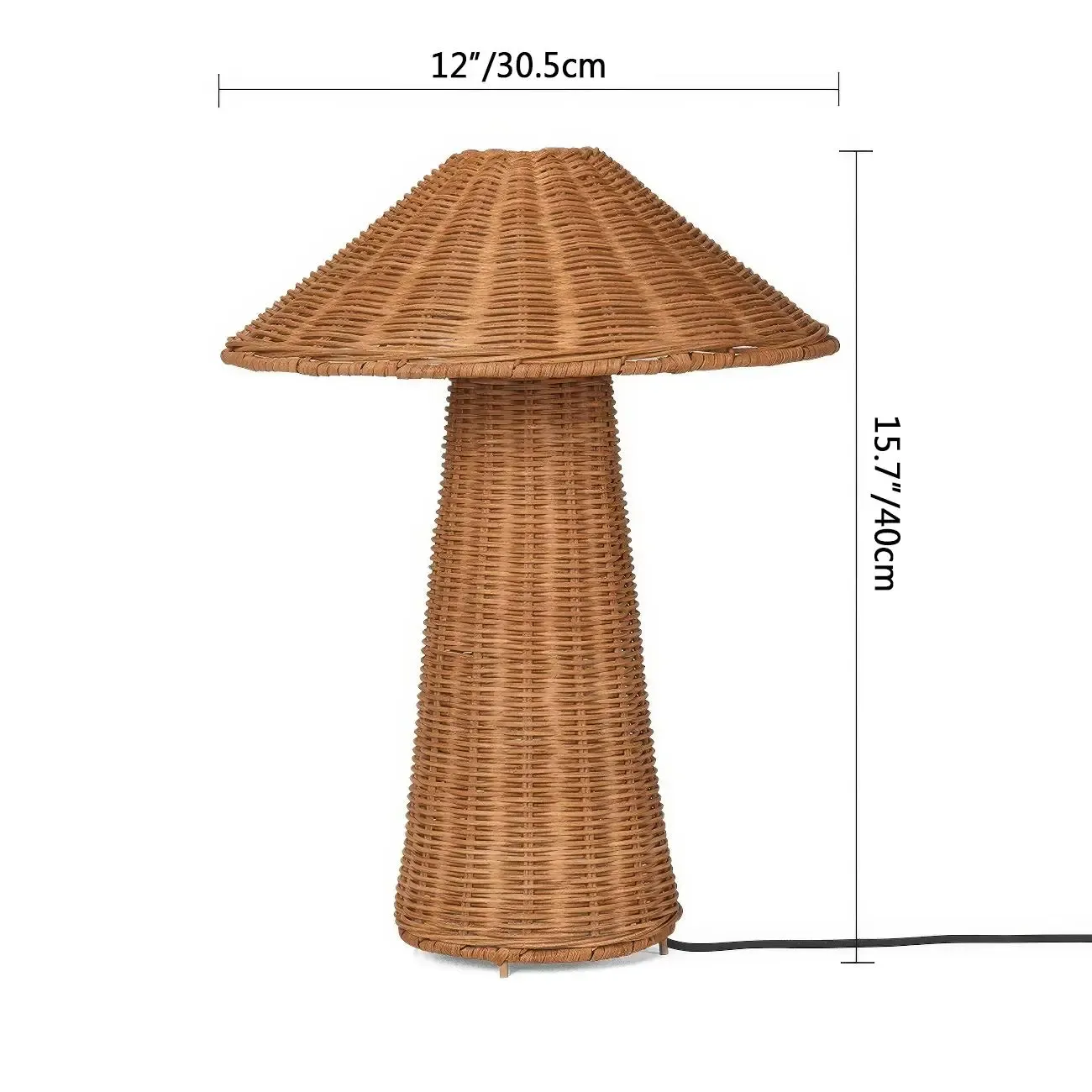 Tropical Natural Rattan Led Table Lamp for Bedroom #size