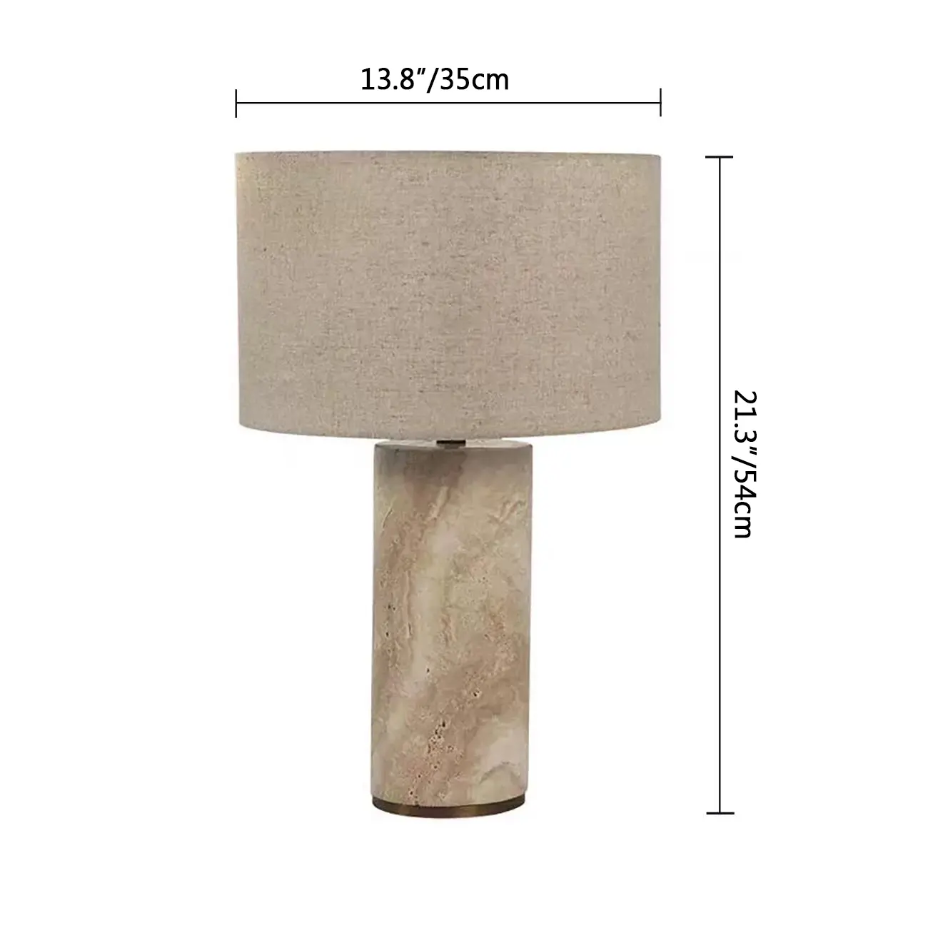Modern Yellow Travertine Table Lamp with Fabric Shade #size | homeyfad