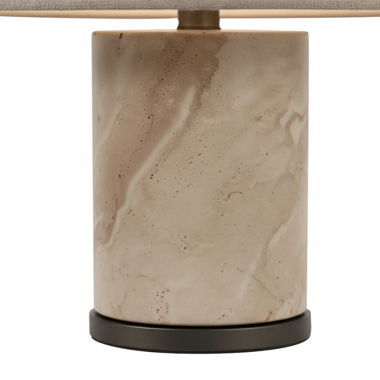 Modern Yellow Travertine Table Lamp with Fabric Shade Image - 4 | homeyfad