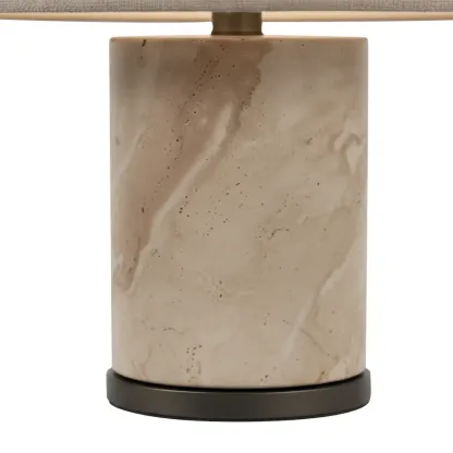 Modern Yellow Travertine Table Lamp with Fabric Shade Image - 4