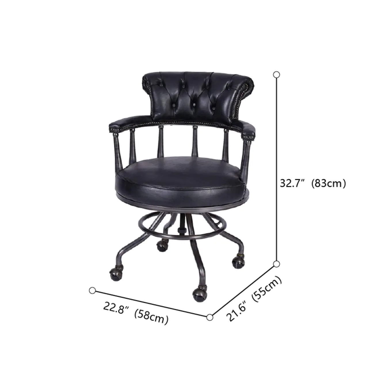 Black Chesterfield Office Chair in Antique Leather #size | homeyfad