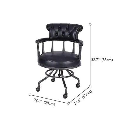 Black Chesterfield Office Chair in Antique Leather #size