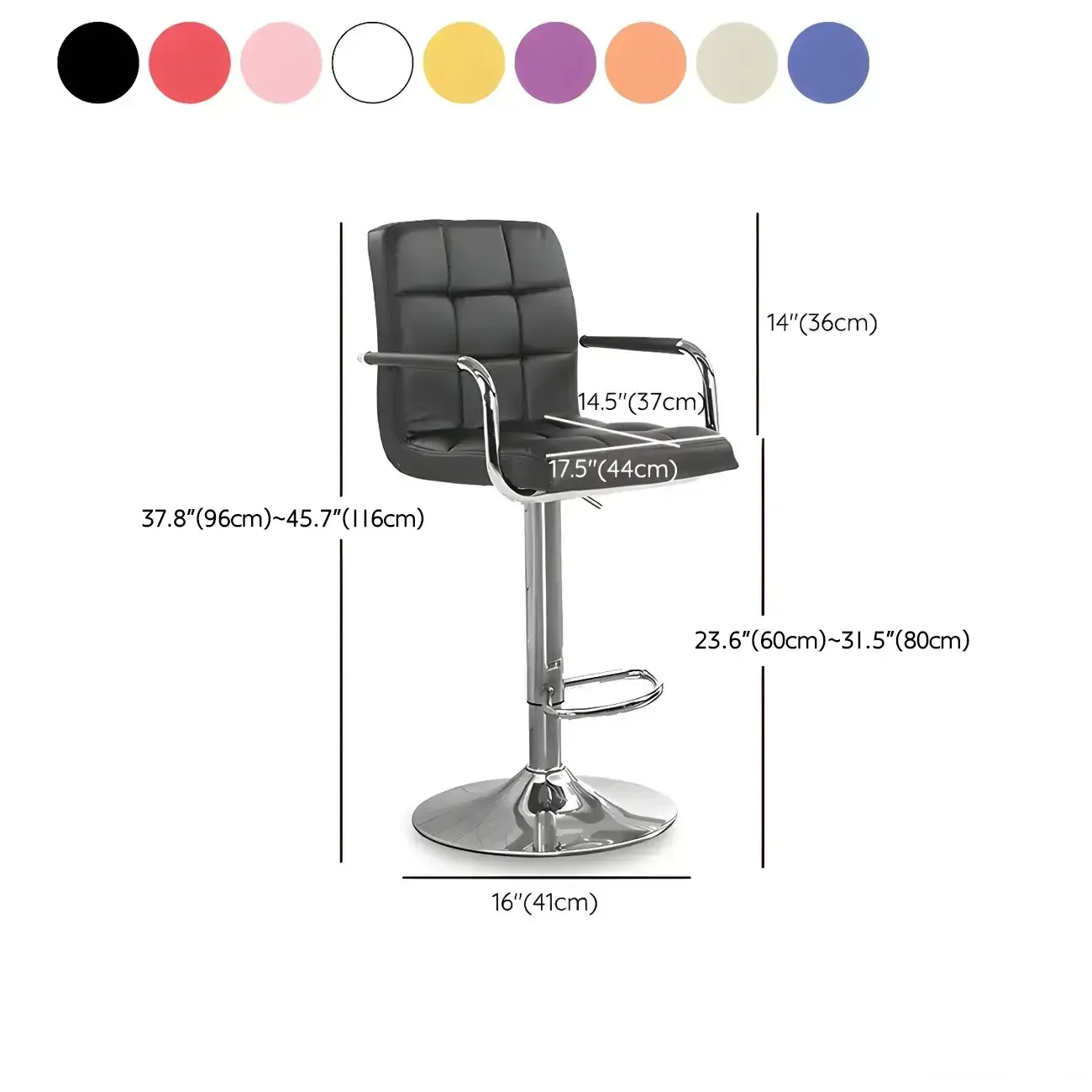 Faux Leather Adjustable Swivel Bar Stools with Backs Image - 11