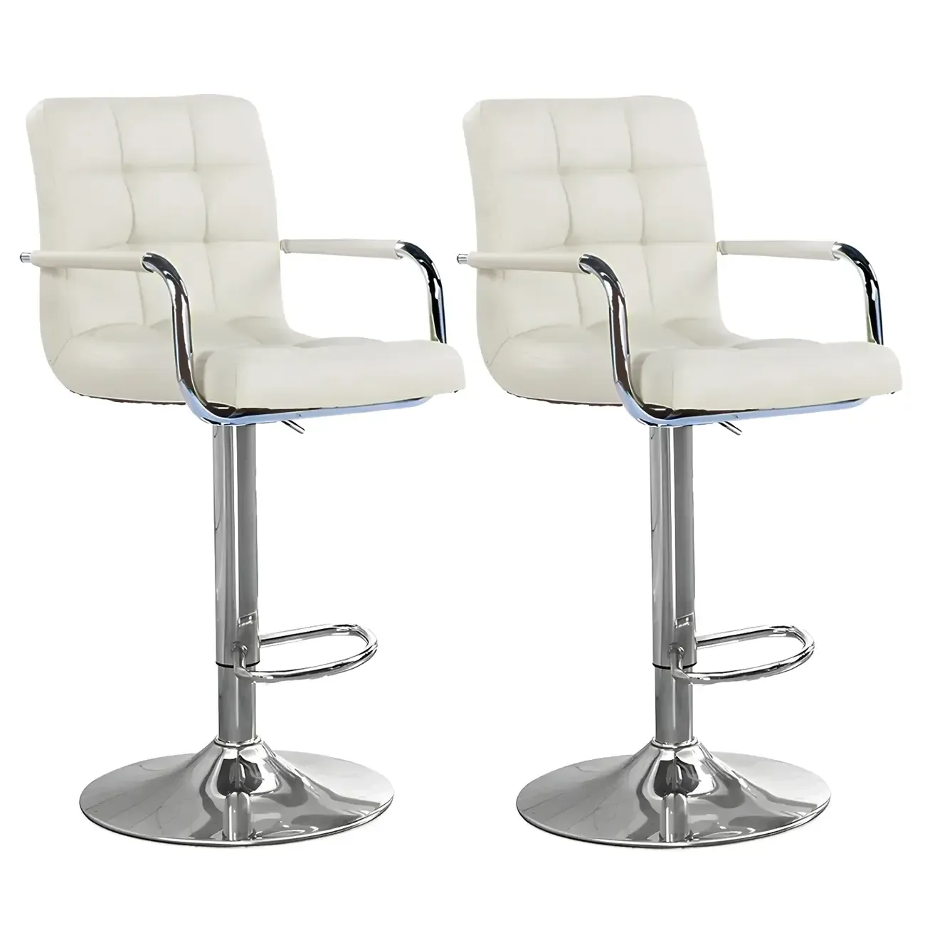 Faux Leather Adjustable Swivel Bar Stools with Backs Image - 89