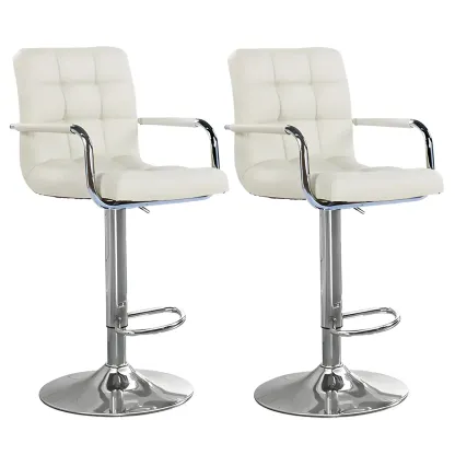 Faux Leather Adjustable Swivel Bar Stools with Backs Image - 89