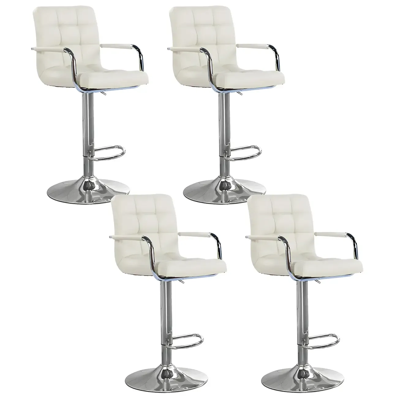 Faux Leather Adjustable Swivel Bar Stools with Backs Image - 90