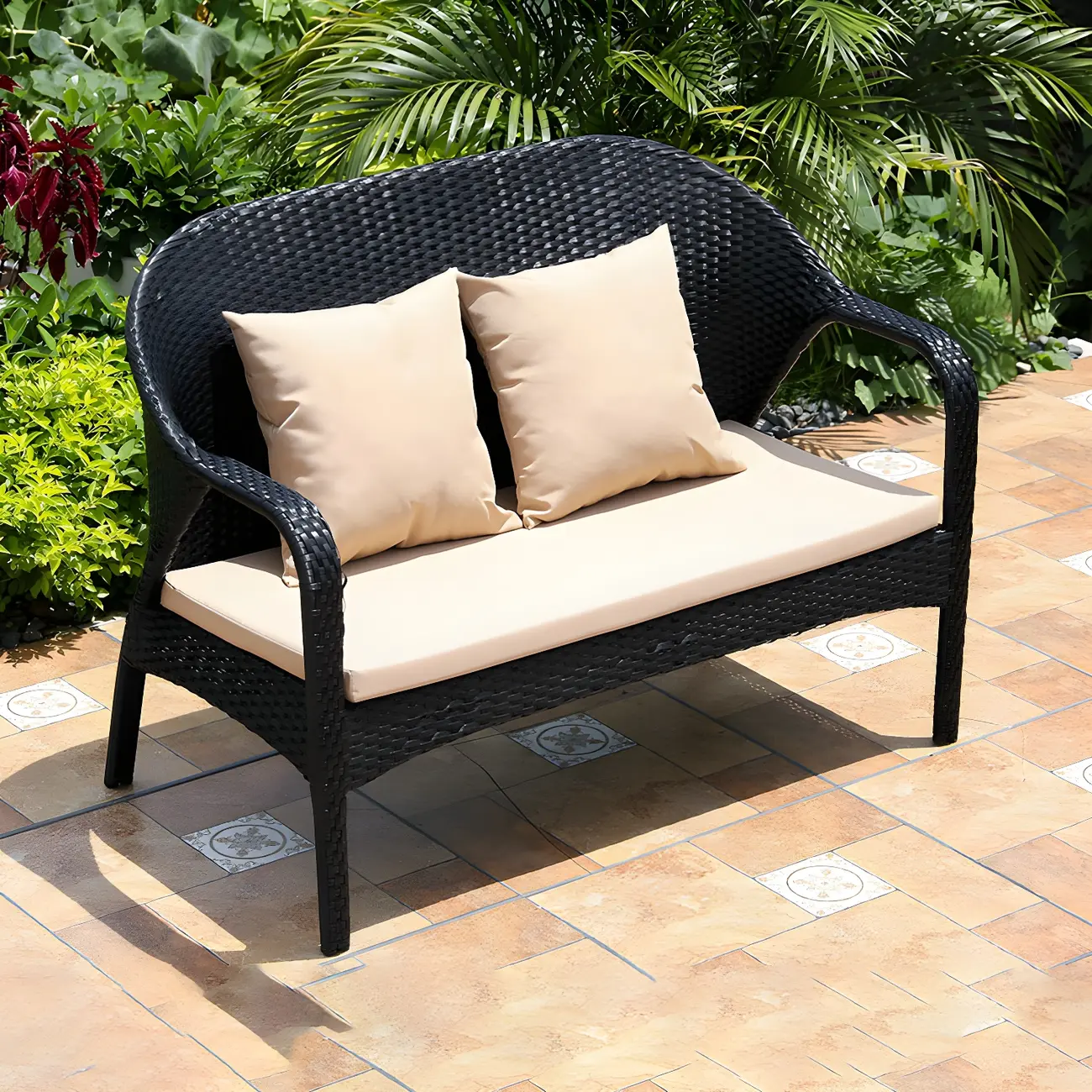 Modern Wicker Outdoor Sofa in Water-Resistant Image - 2 | homeyfad