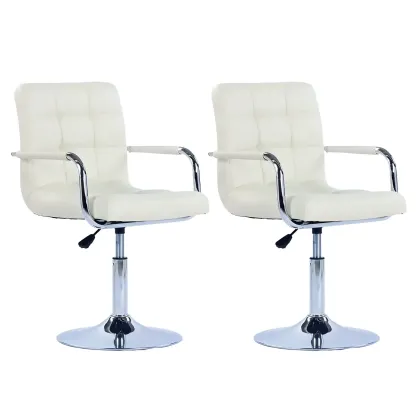 Faux Leather Adjustable Swivel Bar Stools with Backs Image - 53