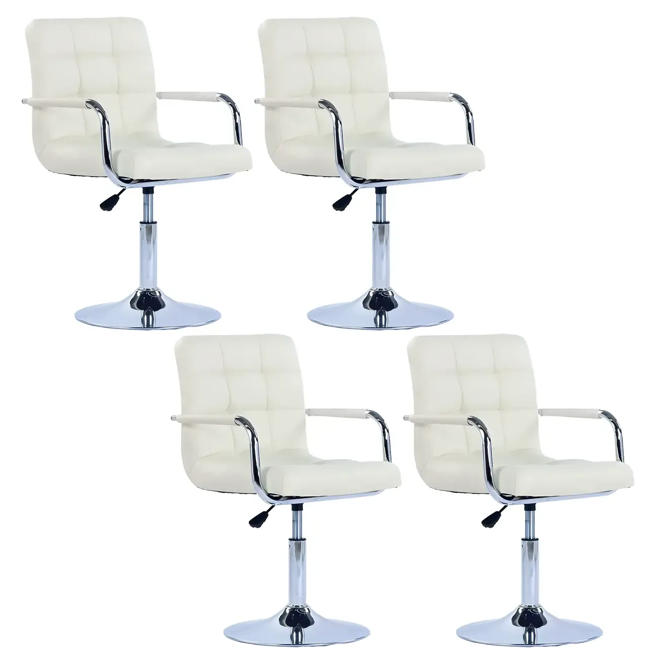 Faux Leather Adjustable Swivel Bar Stools with Backs Image - 54