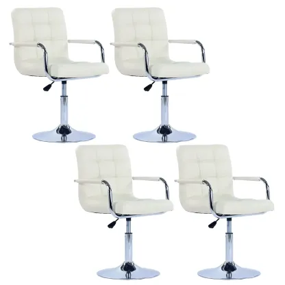 Faux Leather Adjustable Swivel Bar Stools with Backs Image - 54