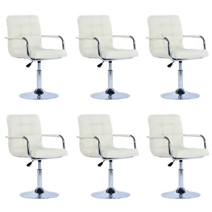 Faux Leather Adjustable Swivel Bar Stools with Backs Image - 55