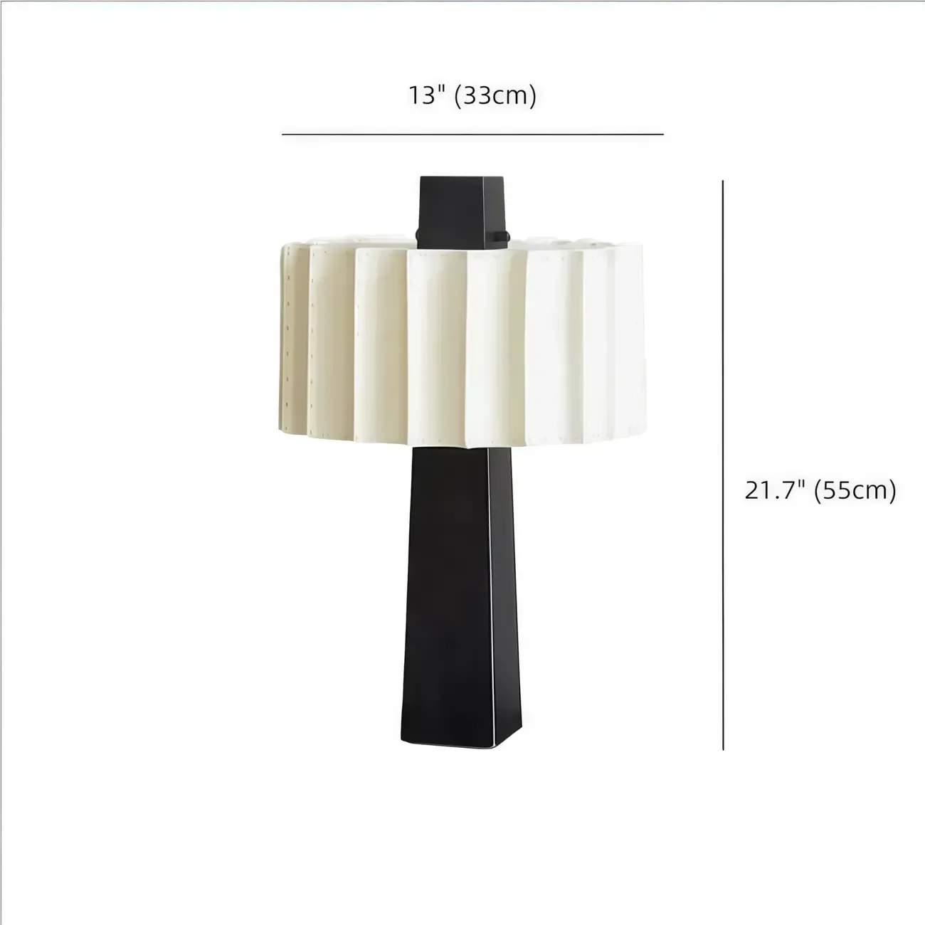 Modern Iron LED Table Lamp with Pleated Shade #size