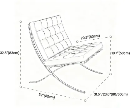 Mid-Century Modern Black Leather Lazy Lounge Accent Chair #size