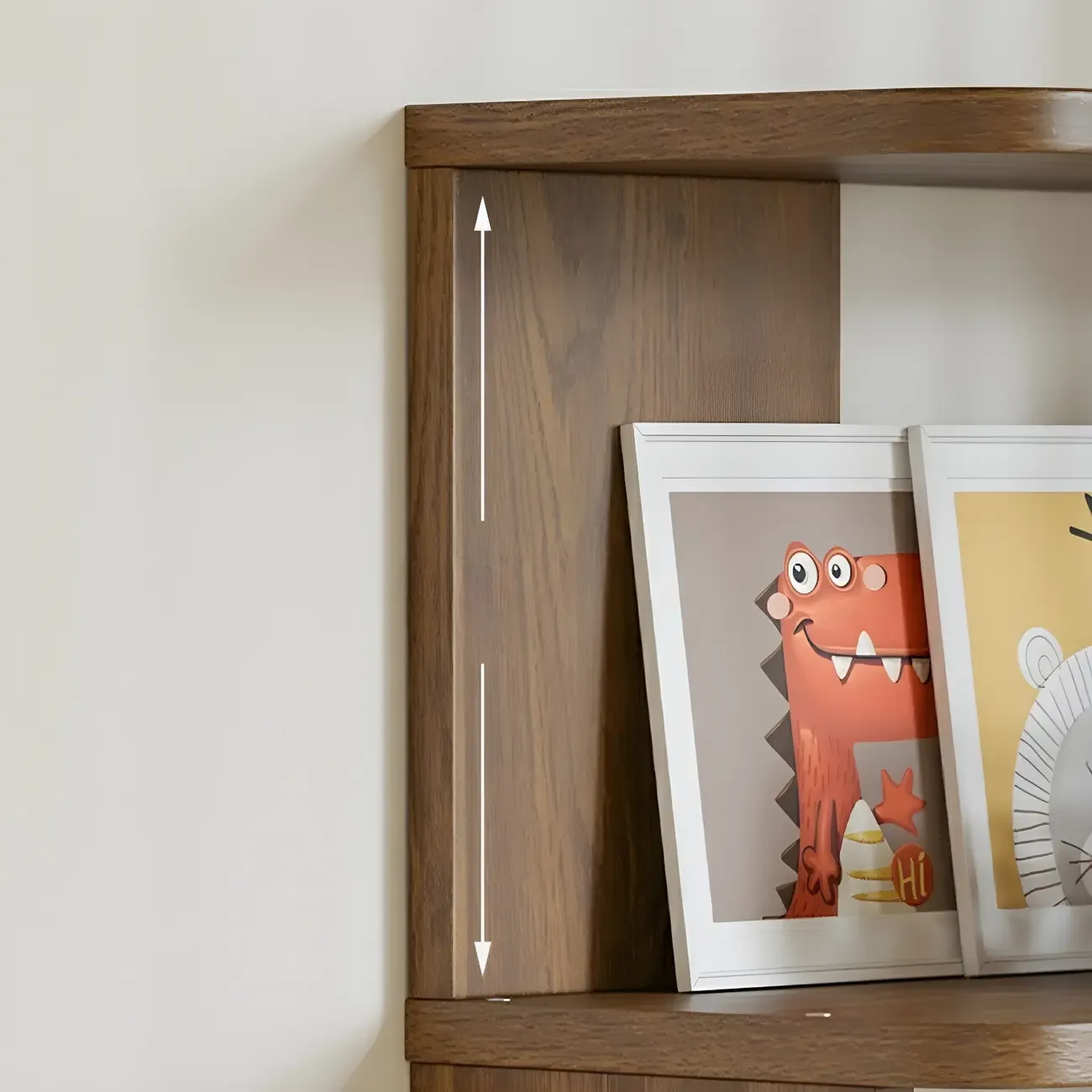 Modern L-Shaped Walnut Wood Open Back Corner Bookcase Image - 4