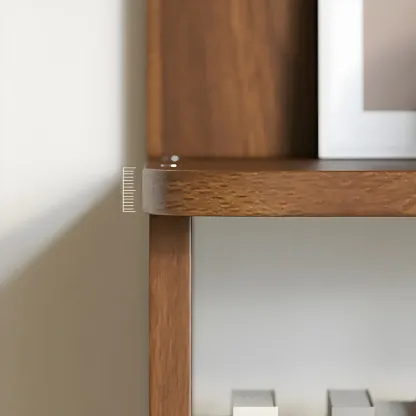 Modern L-Shaped Walnut Wood Open Back Corner Bookcase Image - 5