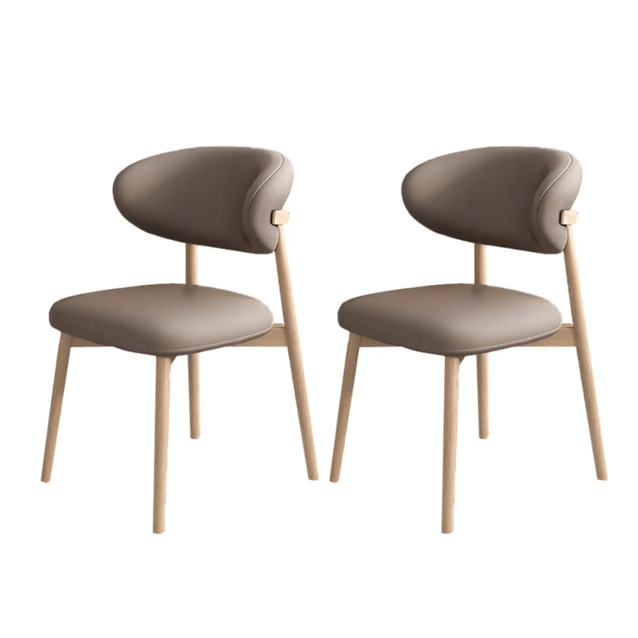 Modern Leather Wood Dining Chair Set of 2 Image - 39 | homeyfad