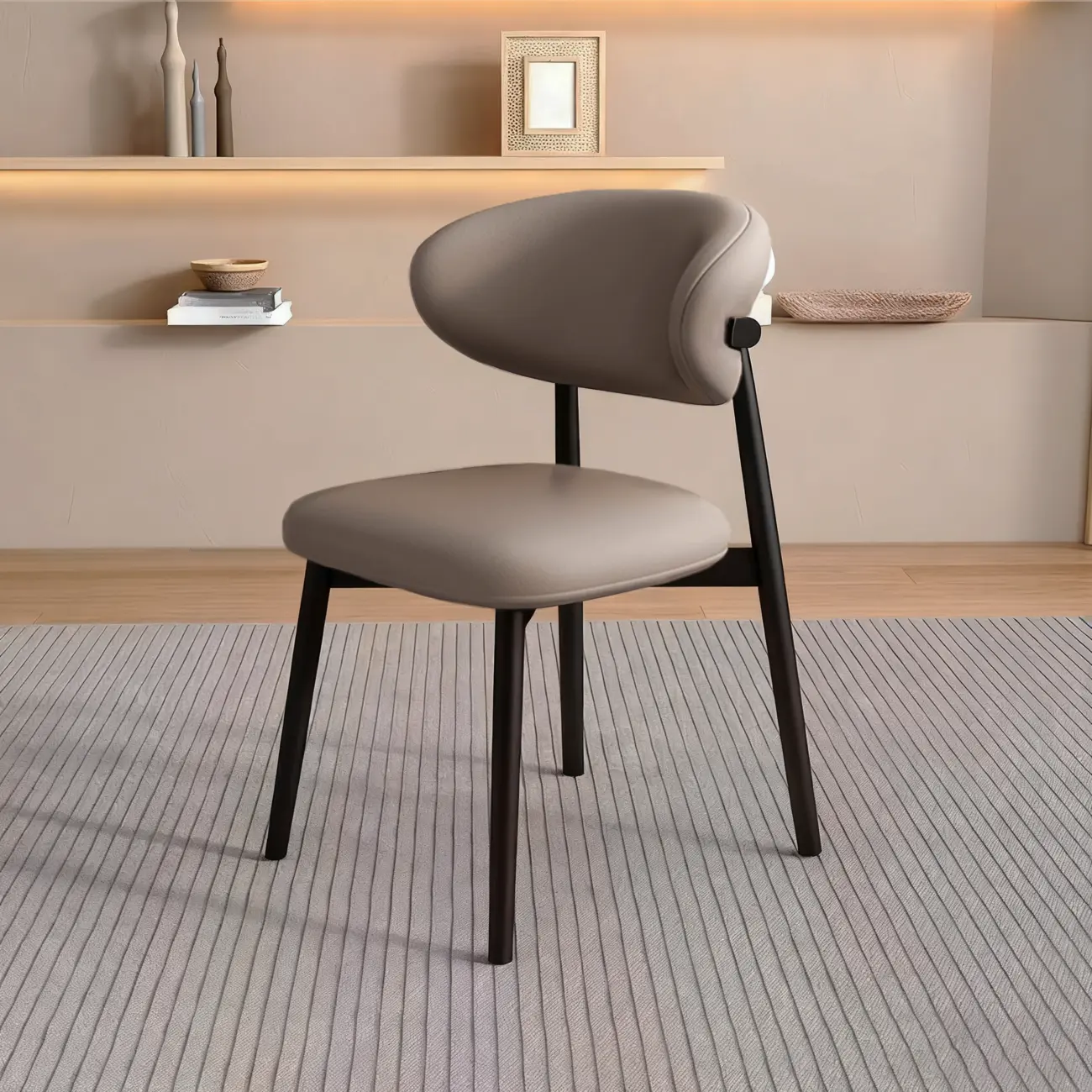 Modern Leather Wood Dining Chair Set of 2 Image - 26 | homeyfad