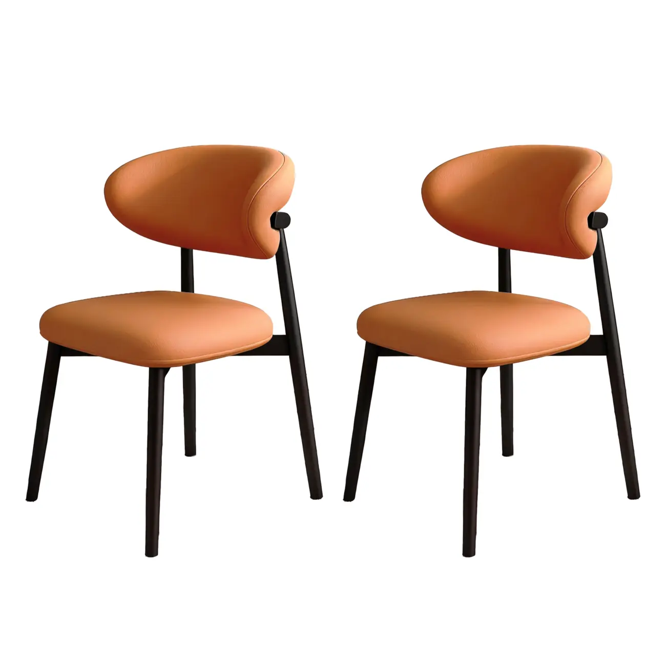 Modern Leather Wood Dining Chair Set of 2 Image - 46 | homeyfad