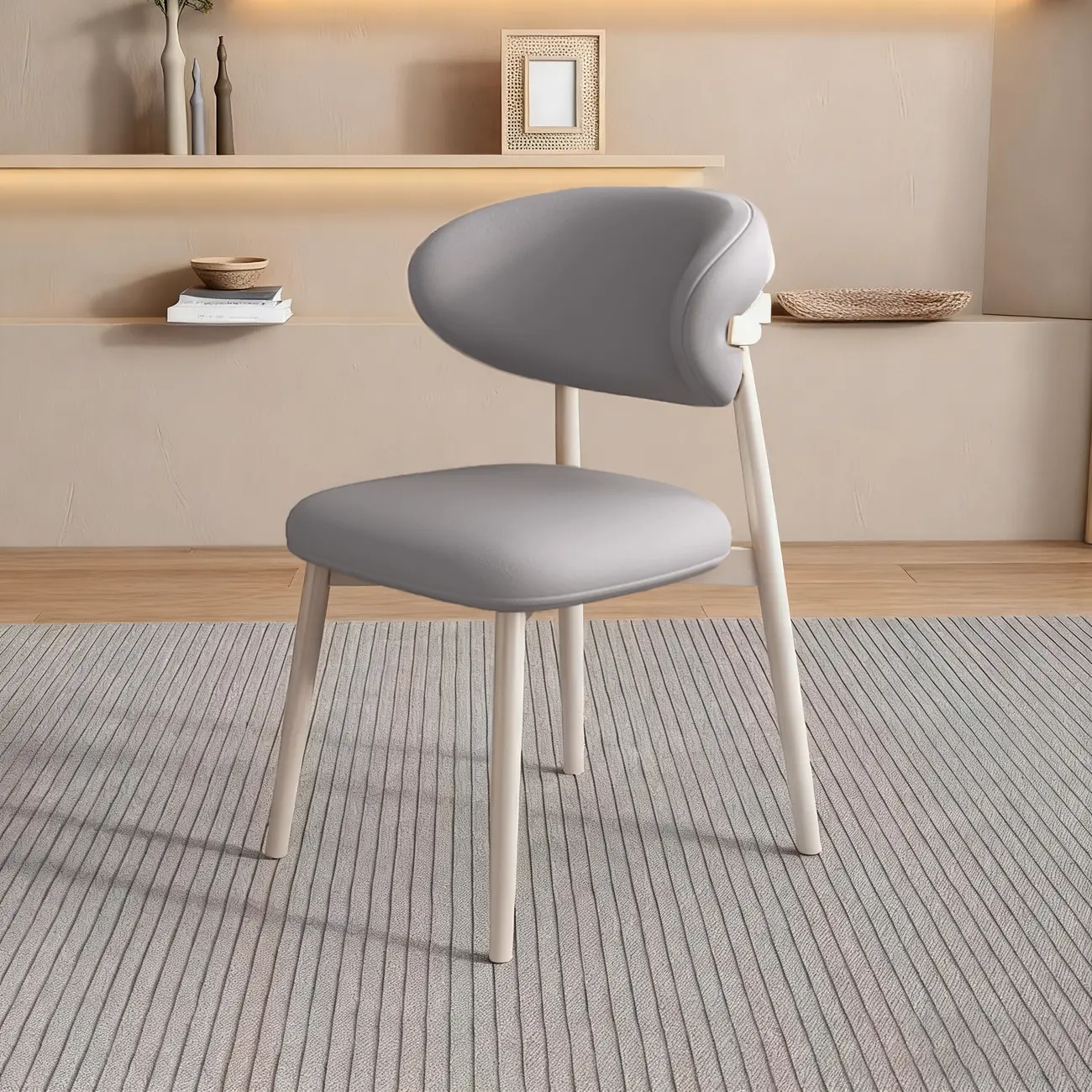 Modern Leather Wood Dining Chair Set of 2 Image - 19 | homeyfad