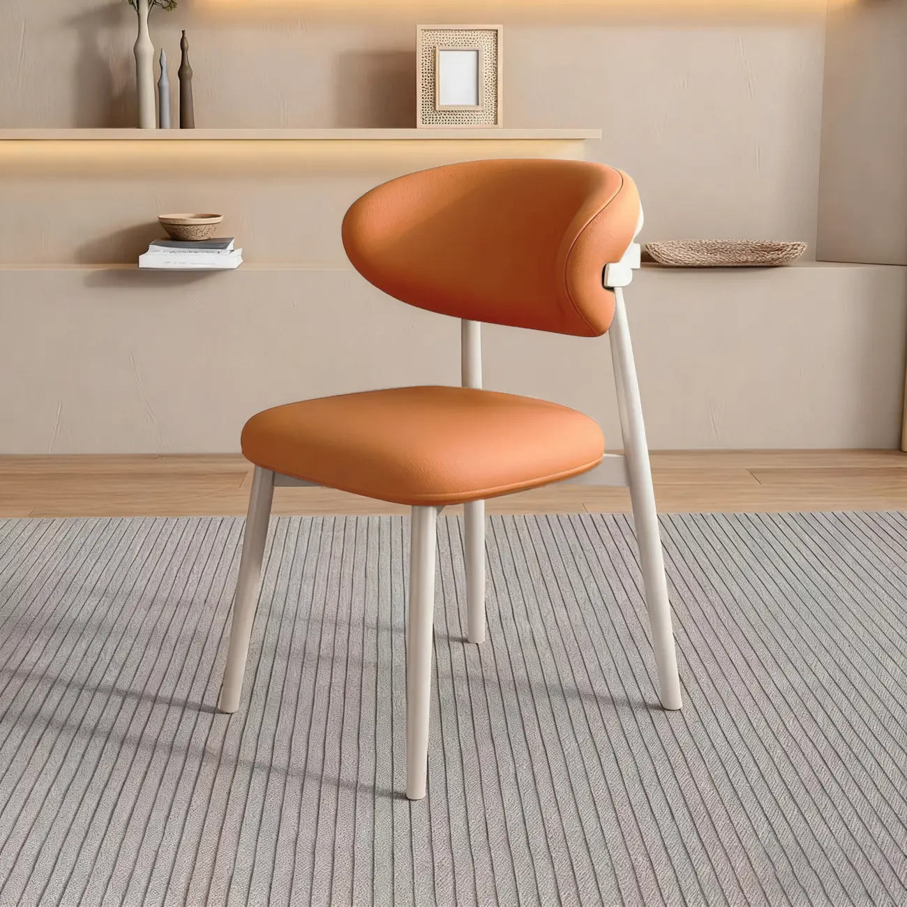 Modern Leather Wood Dining Chair Set of 2 Image - 21 | homeyfad