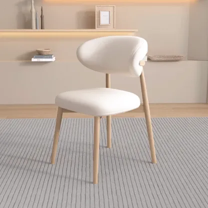 Beige Faux Leather Open Back Armless Dining Chair Image - 13