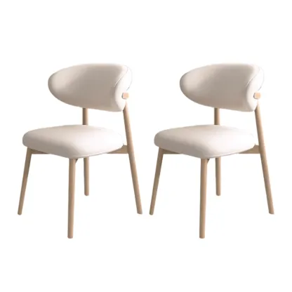 Beige Faux Leather Open Back Armless Dining Chair Image - 33