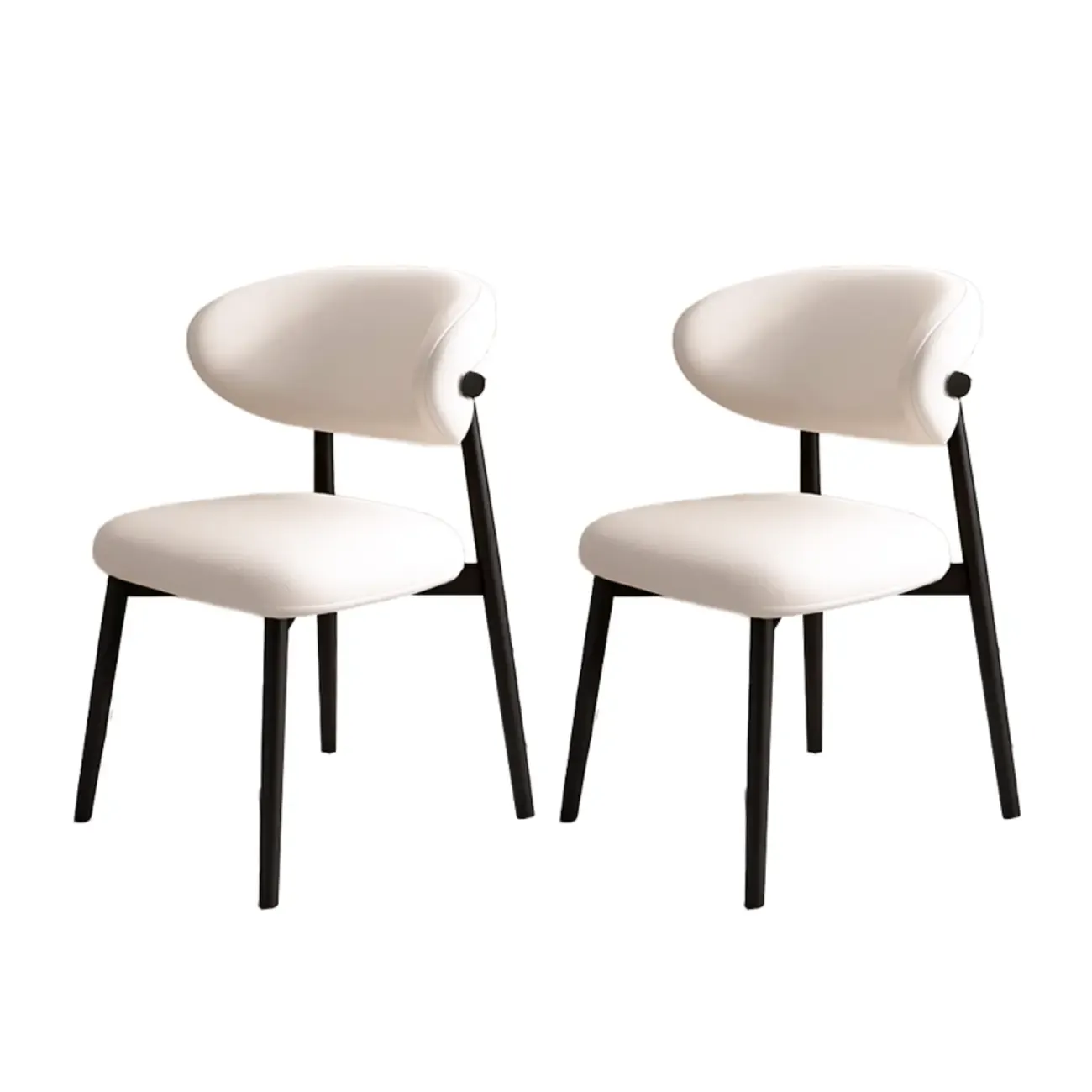 Beige Faux Leather Open Back Armless Dining Chair Image - 38