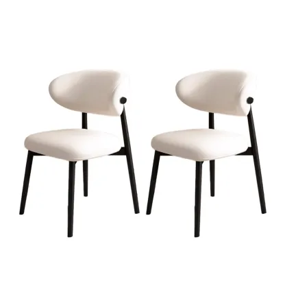 Beige Faux Leather Open Back Armless Dining Chair Image - 38