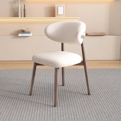 Beige Faux Leather Open Back Armless Dining Chair Image - 23