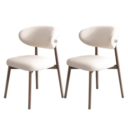 Beige Faux Leather Open Back Armless Dining Chair Image - 44