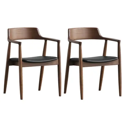 Traditional Style Solid Wooden Dining Chair with Armrest Image - 31