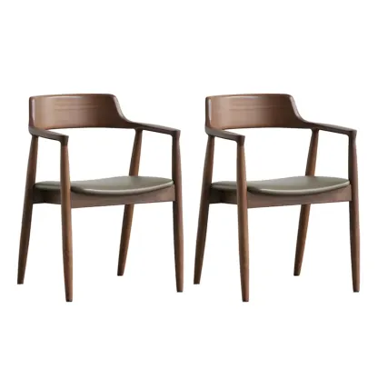 Traditional Style Solid Wooden Dining Chair with Armrest Image - 40