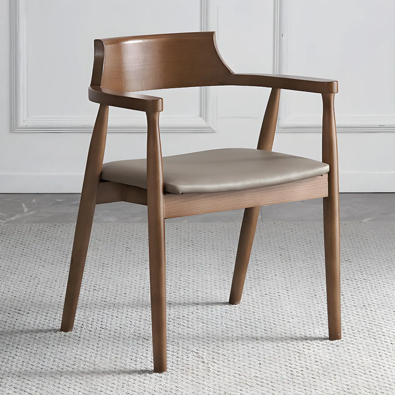 Traditional Style Solid Wooden Dining Chair with Armrest Image - 10 | homeyfad