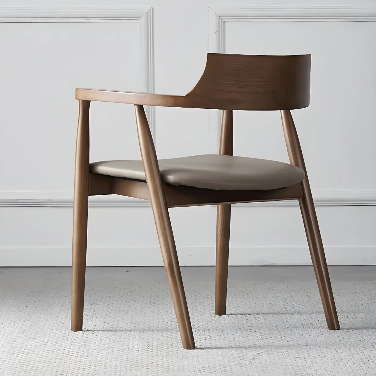 Traditional Style Solid Wooden Dining Chair with Armrest Image - 7