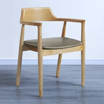 Traditional Style Solid Wooden Dining Chair with Armrest Image - 18