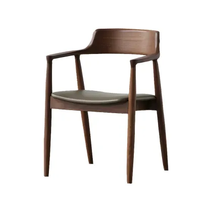 Traditional Style Solid Wooden Dining Chair with Armrest Image - 26